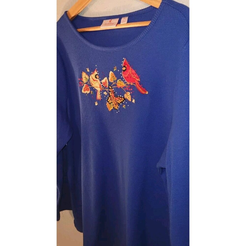 1XL Lot 3 Quacker Factory Knit Tops 1x Cotton Embellished Embroidered Long Sleev - Picture 8 of 16